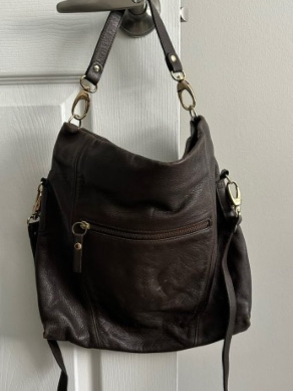 Pietro Alessandro Dark Brown Leather Cross-Body Bag